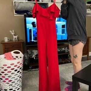 Red holiday jumpsuit